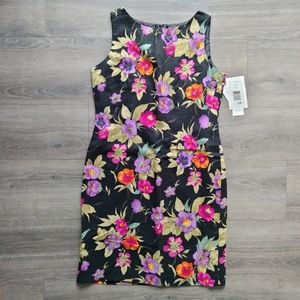 NWT Jessica Howard Petite Linen Blend Sleeveless Floral Dress 10P Beaded Lined